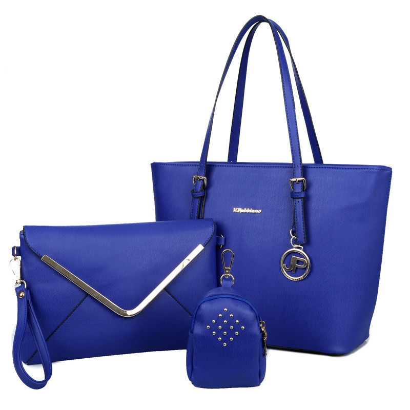 Жіноча сумка набір 3в1 синій з екошкіри