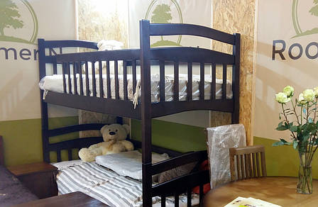 Двоярусне ліжко трансформер з масиву вільхи Софі RoomerIN ,колір темний горіх / горіх, фото 2
