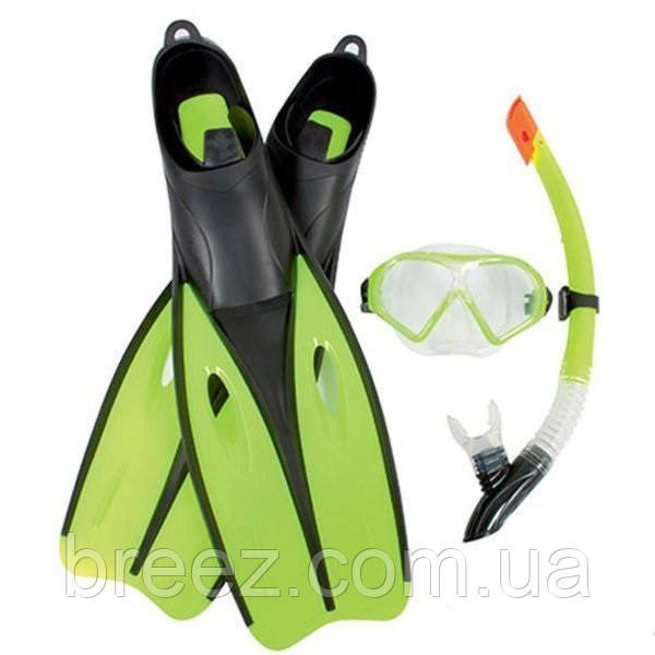 Набір для плавання Bestway маска, трубка та ласти від 14 років зелений