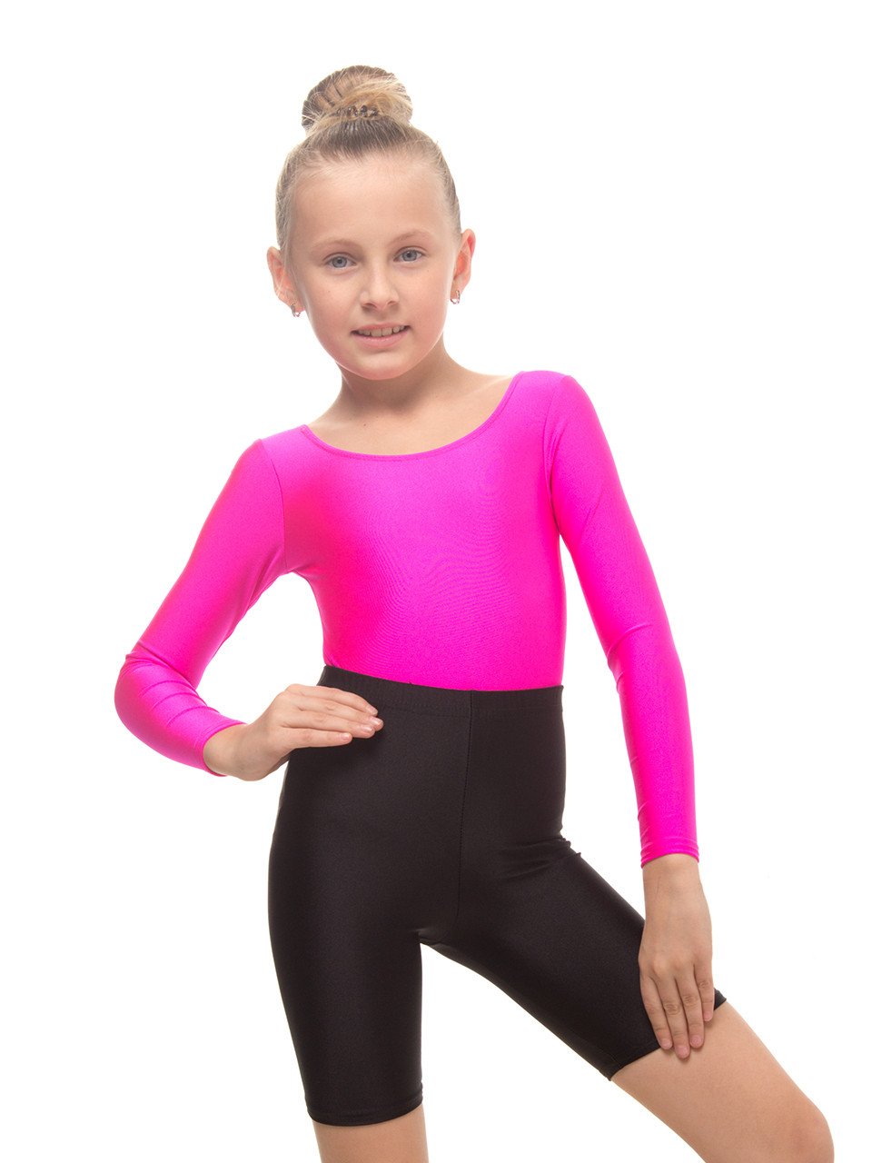 Велосипедки велотреки для танців та гімнастики та фітнесу дитячі та підліткові з біфлексу Чорні, фото 1