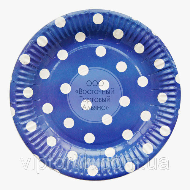 Святкова тарілка — Синя в горошок — Ø18 см — 10 шт.