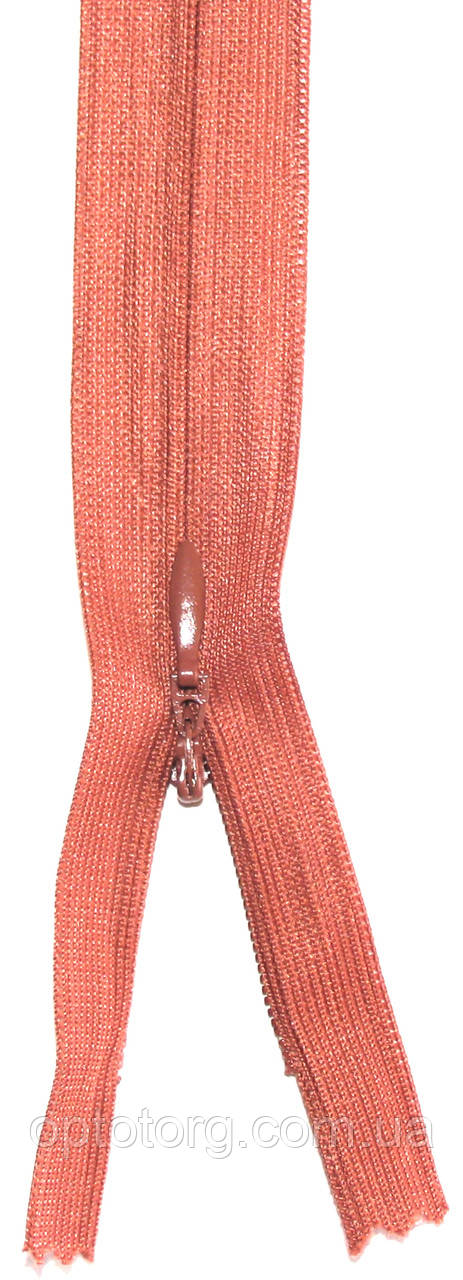 Блискавка потайна Рудий 50см пластикова нероз'ємна спіраль