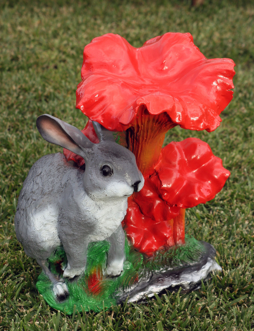 Садова фігура "Гриб лисички з зайцем" H-34 см