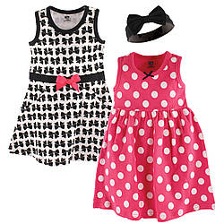 Набір два дитячі плаття та пов'язка "Бантик" 6, 24 міс. від Hudson Baby (США)