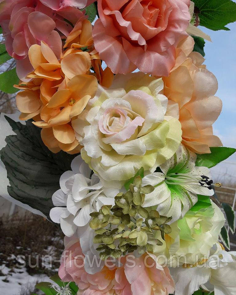 Гірлянда зі штучних квітів у ніжних весняних кольорах., фото 1