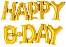 Фольговані кулі букви "Happy B*day". Колір: Золото. Розмір: 35см