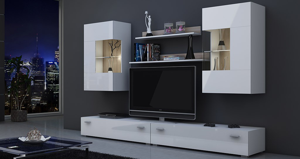 Гостиная стенка Tiger AAAA MEBLE белый/белый глянец, фото 1