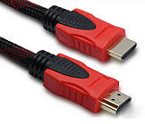 Шнур HDMI (шт.- шт.) Vers.-1,4, gold сітка, 20 м, чорно-червоні