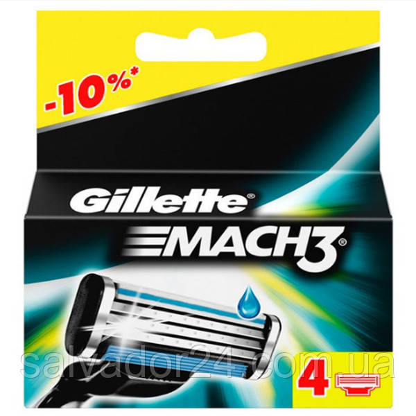 Gillette Mach3 4 шт. в упаковке сменные кассеты для бритья - фото 1 - id-p461810646