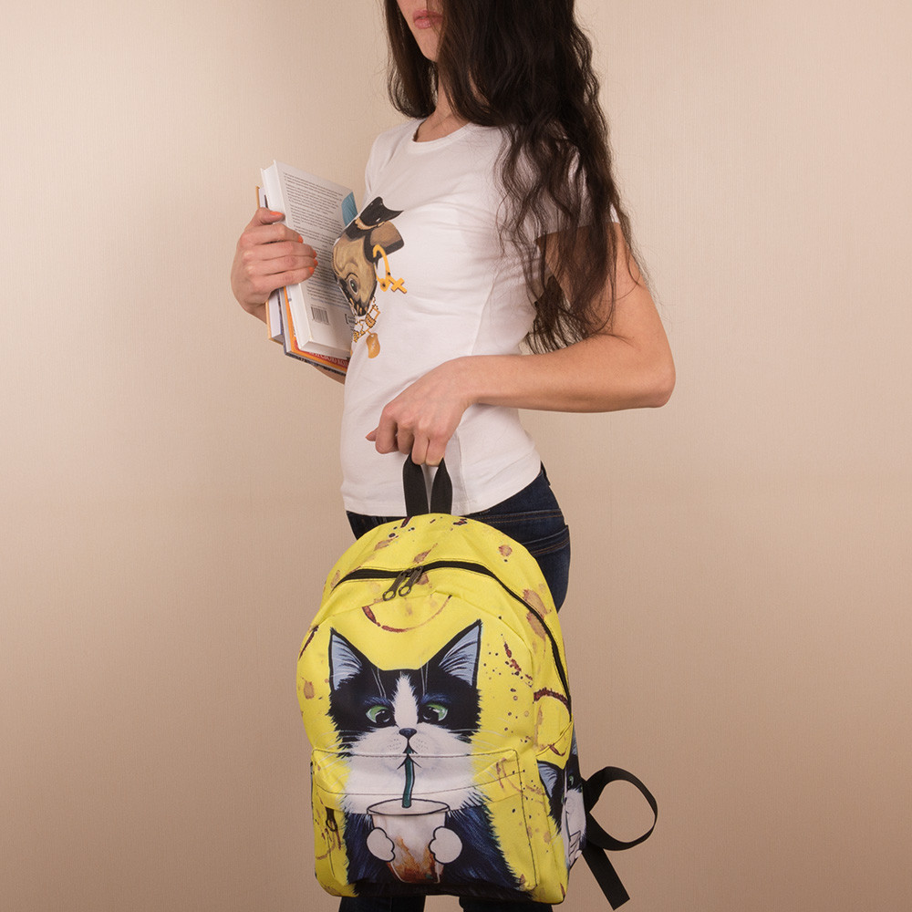 Молодежный оригинальный рюкзак Cool Cat (желтый) - фото 6 - id-p660230978
