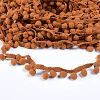 Тасьма з помпонами 10мм коричнева світла (52314.015)