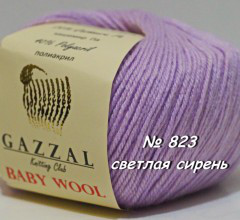 Нитки пряжа для в'язання напіввовна BABY WOOL XL GAZZAL Бебі вул хл Газзаєв №823