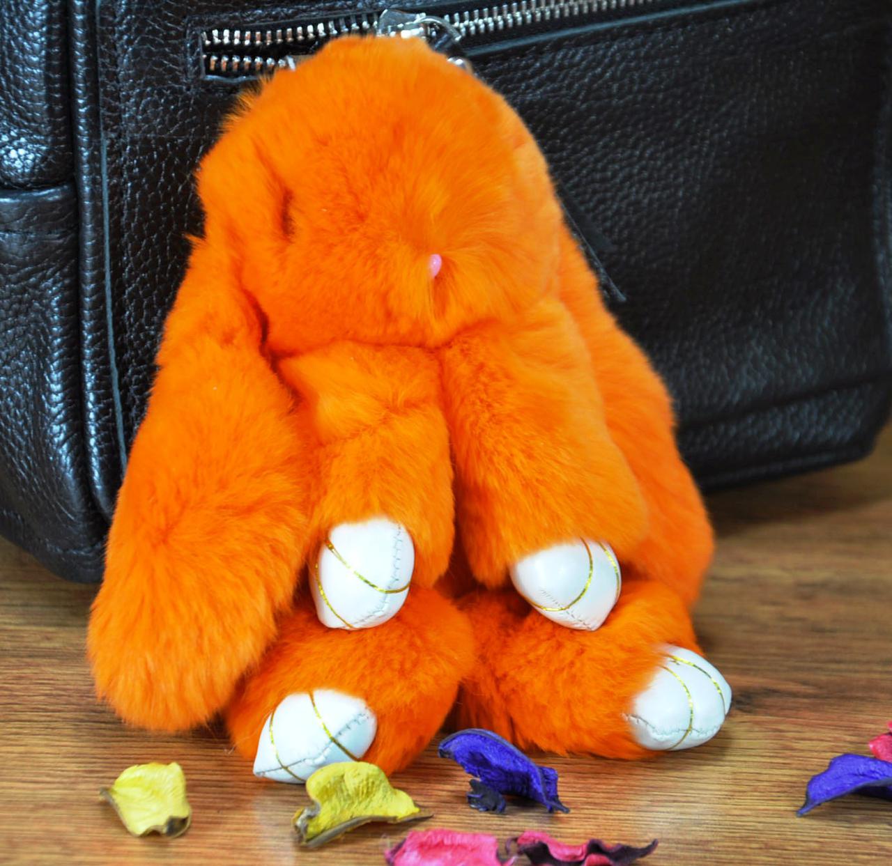 Хутряний брелок кролик помаранчевий, фото 1