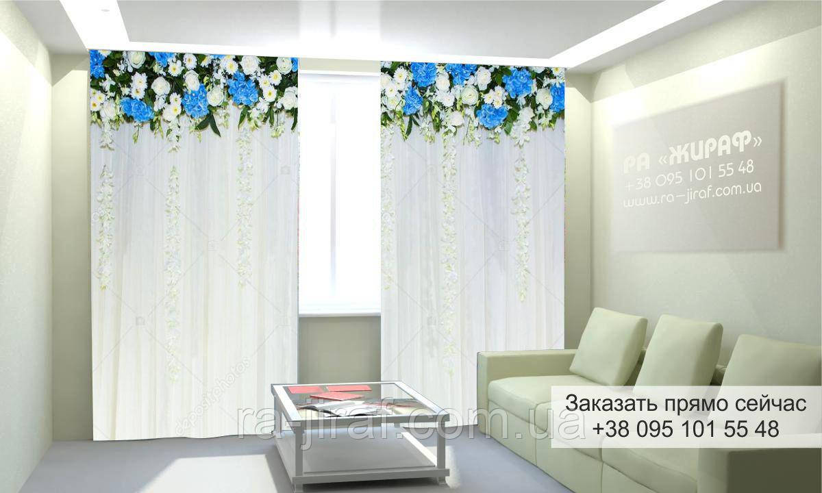 Фотоштора 3D з малюнком квіти вгорі 004, фототюль