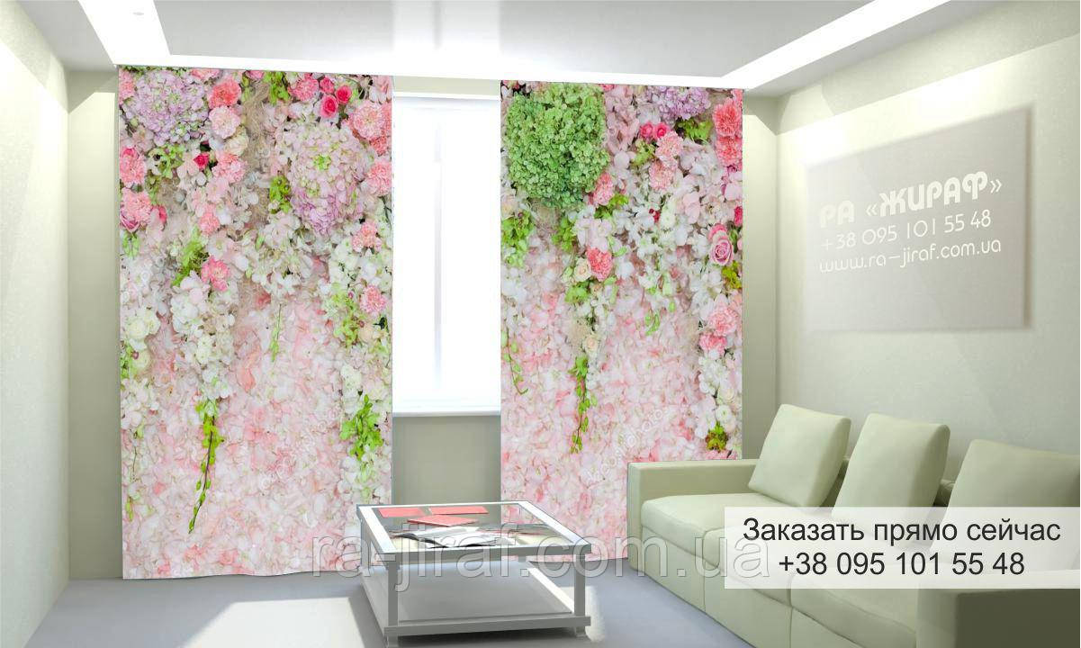 Фотоштора 3D з малюнком квіти вгорі 010, фототюль