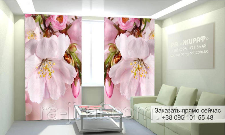 Фотоштора 3D з малюнком квіти вгорі 011, фототюль, фото 1