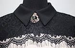 Плаття ошатне, стильне коротке бежеве з чорним мереживом, Туреччина, фото 4