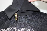 Плаття ошатне, стильне коротке бежеве з чорним мереживом, Туреччина, фото 5