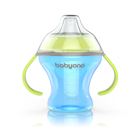 Чашка-непроливайка BabyOno Natural Nursing з м'яким носиком 180 мл Блакитна
