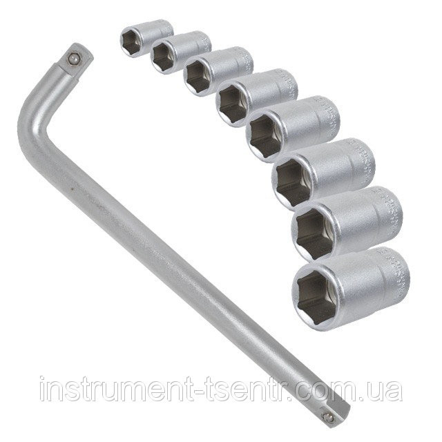 Набір головок та комплектуючих 9ед., 1/2", Хром - Ванадиум INTERTOOL HT-2209, фото 1