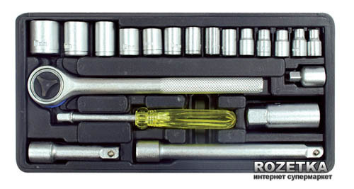 Набір головок та комплектуючих 21ед. 1/4", 3/8" Drop Forged INTERTOOL HT-2222