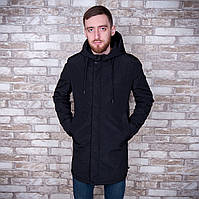 Чоловіча демісезонна куртка (подовжена), чорного кольору