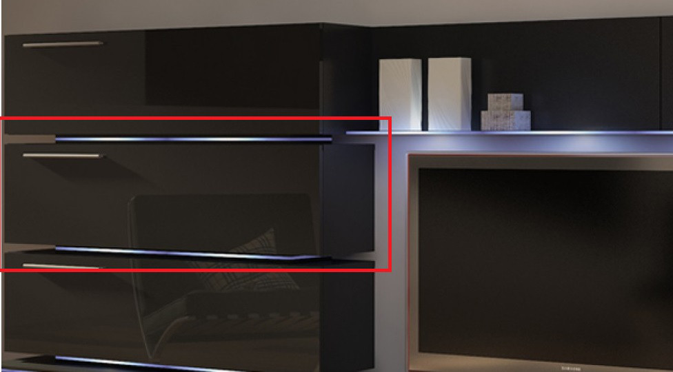 Тумба навісна 120 Diamond AAAA MEBLE чорний/чорний глянець, фото 1