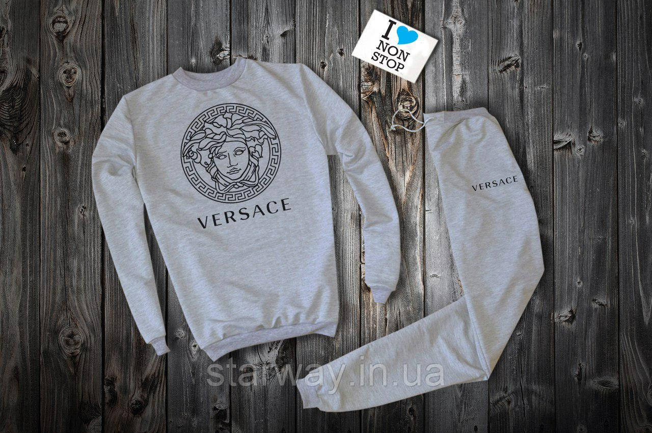 Трикотажний сірий костюм | Versace logo