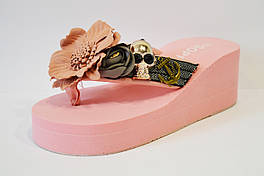 В'єтнамки рожеві з квітами Sopra 10035