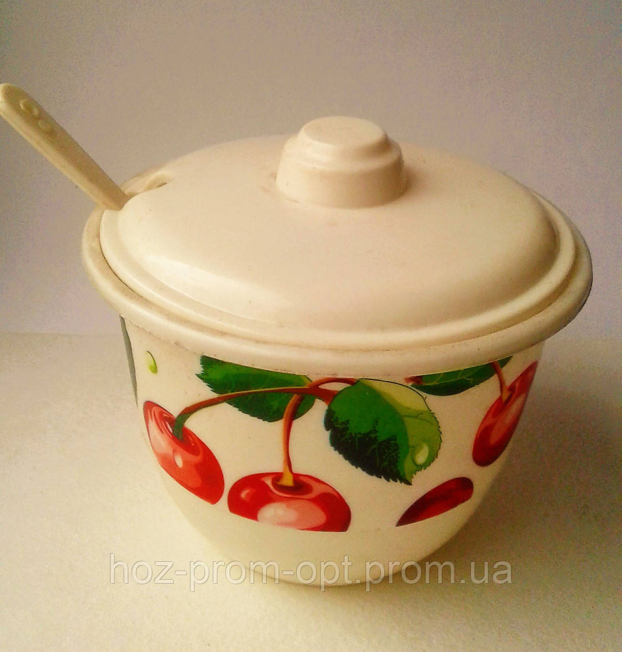 Сахарница с ложечкой, пластик.