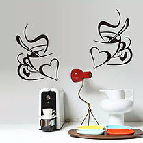 Наклейка на стіну, вінілові наклейки "Чашки чаю на кухню" 38*45см, наклейки на кухню (лист 28*40см), фото 2