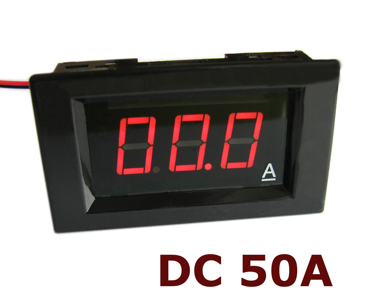 Амперметр постійного струму до 50 А DC цифровий вбудований A85DC Червоний + шунт, фото 1