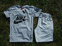 Мужской комплект футболка + шорты Nike серого цвета (люкс ) S