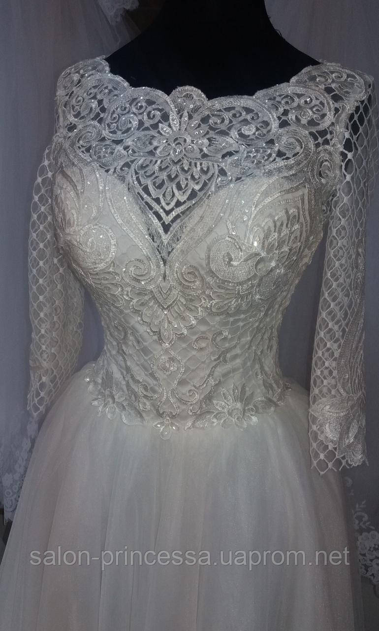 Свадебное а-силуетное платье с закрытой спиной "Дения-18-1" - фото 6 - id-p678042912