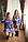 Плаття-туніка яскраво синє з кишеньками та шкіряного оттделкой, фото 4