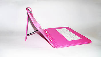 Чохол з клавіатурою для планшетів 10" дюймів (мікро USB) Рожевий