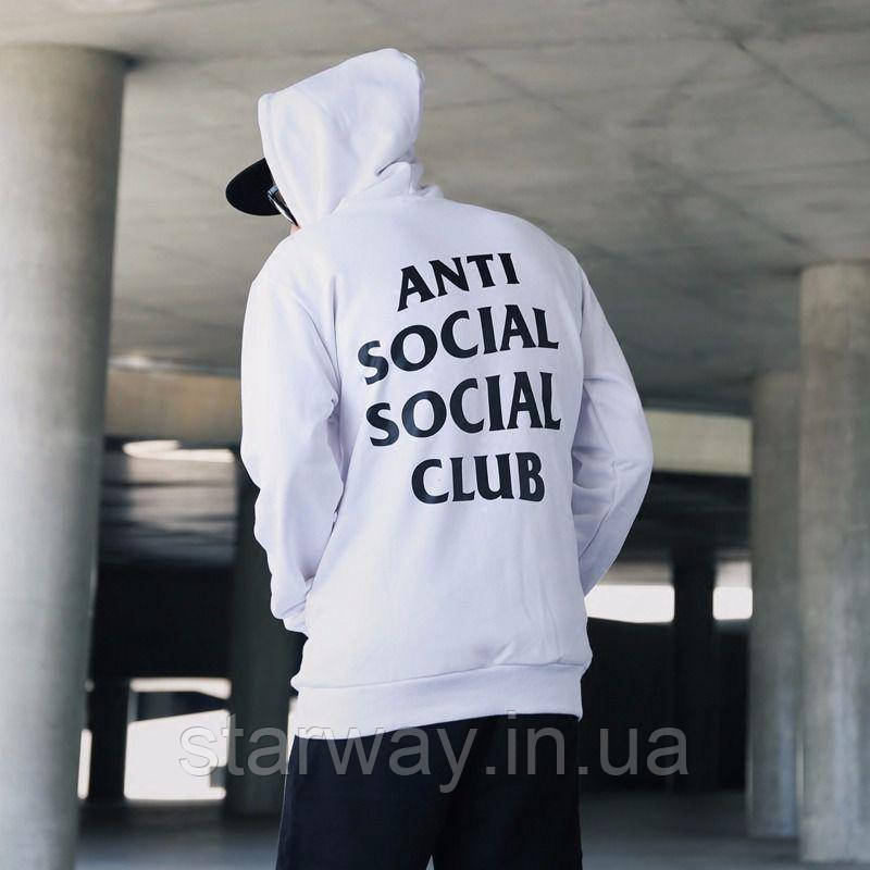 Біла стильна толстовка принт A. S. S. C. | худі anti social social club mind games