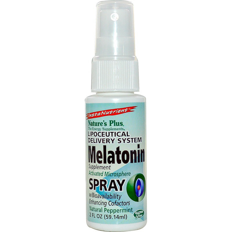 Nature's Plus, InstaNutrient, Мелатонін в аерозольній упаковці, Натуральна м'ята, 2 рідкі унції (59.14 мл)