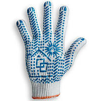Рабочие перчатки плотные ХБ с ПВХ рисунком "А"кл. (105) белые
