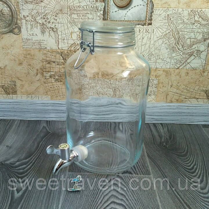 Лимонадниця (Діспенсер для лимонаду) з горбильним замком Bormioli 4 л., фото 1