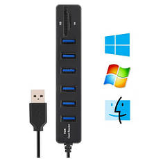 USB hub 2.0 на 6 портів + Sd/Tf Card Reader, фото 3