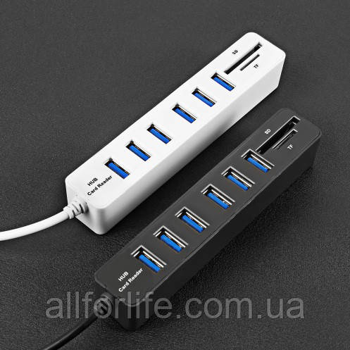 USB hub 2.0 на 6 портів + Sd/Tf Card Reader