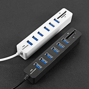 USB hub 2.0 на 6 портів + Sd/Tf Card Reader, фото 2