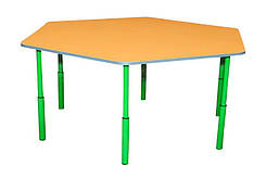 Стіл дитячий 6-кутний, регульований №1-3 для дитсадка та школи