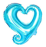 Куля фольгована "Серце вензель блакитна". Розмір: 45см.