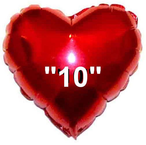 Куля фольгована "Серце червоне". Розмір: 10" (25 см)