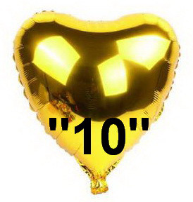 Куля фольгована "Серце золото". Розмір: 10" (25 см)