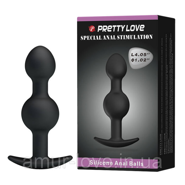 Анальна пробка Pretty Love silicone Anal balls Black, фото 1