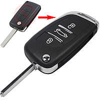 Корпус викидного ключа 3 кнопки Peugeot VA2 з тримачем батарейки