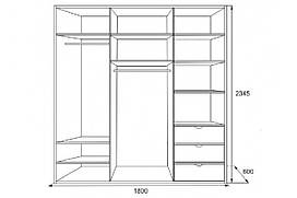 Шафа-купе "Прага" МДФ Ш1800*В2400*Г600 Цену та комплектацію уточнюйте в менеджера